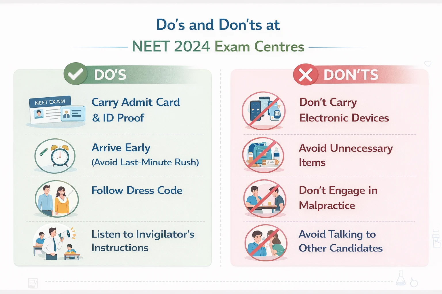 Do’s and Don’ts at NEET 2024 Exam Centres
